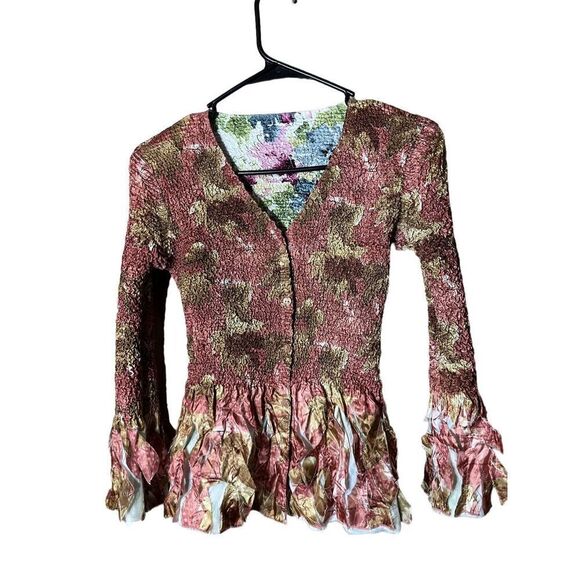 Crinkle Shrink Design Reversible Contrast‎ Frayed Hem & Sleeves Cardigan Sweater - Picture 1 of 8